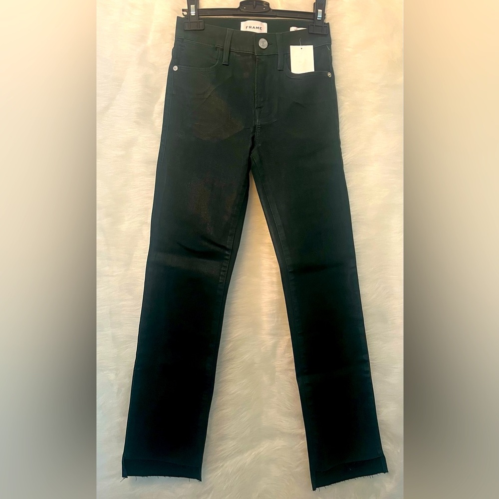 FRAME Le High Straight Coated Denim